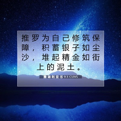 Picture 07 - 撒 迦 利 亚 书 9:3 CUVS - 推 罗 为 自 己 修 筑 保 障 ， 积 蓄 - Bible Verse Picture