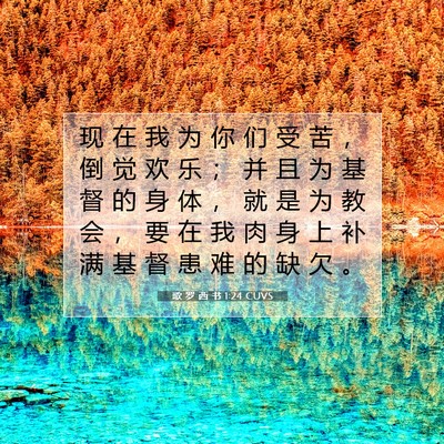 Picture 07 - 歌 罗 西 书 1:24 CUVS - 现 在 我 为 你 们 受 苦 ， 倒 觉 欢 - Bible Verse Picture