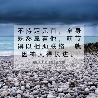 Picture 07 - 歌 罗 西 书 2:19 CUVS - 不 持 定 元 首 。 全 身 既 然 靠 着 - Bible Verse Picture