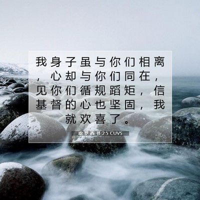 Picture 07 - 歌 罗 西 书 2:5 CUVS - 我 身 子 虽 与 你 们 相 离 ， 心 却 - Bible Verse Picture