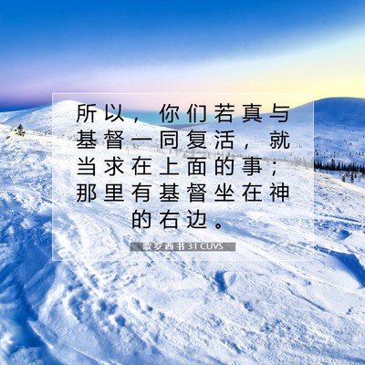 Picture 07 - 歌 罗 西 书 3:1 CUVS - 所 以 ， 你 们 若 真 与 基 督 一 同 - Bible Verse Picture