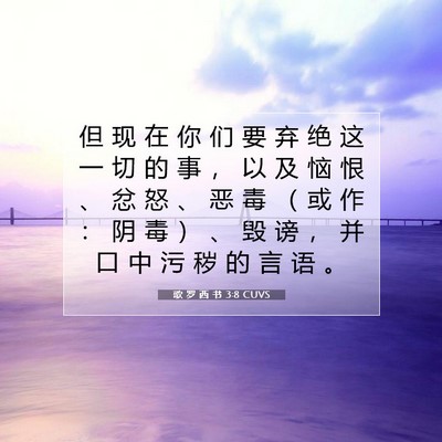 Picture 07 - 歌 罗 西 书 3:8 CUVS - 但 现 在 你 们 要 弃 绝 这 一 切 的 - Bible Verse Picture