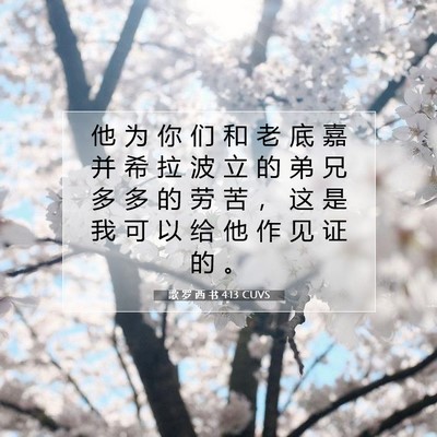 Picture 07 - 歌 罗 西 书 4:13 CUVS - 他 为 你 们 和 老 底 嘉 并 希 拉 波 - Bible Verse Picture