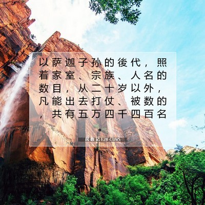 Picture 07 - 民 数 记 1:28 CUVS - 以 萨 迦 子 孙 的 後 代 ， 照 着 家 - Bible Verse Picture