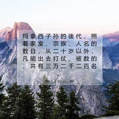 Picture 07 - 民 数 记 1:34 CUVS - 玛 拿 西 子 孙 的 後 代 ， 照 着 家 - Bible Verse Picture