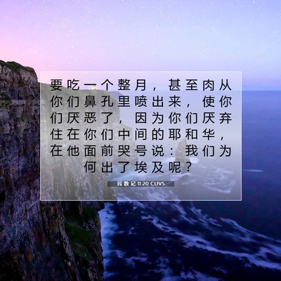 Picture 07 - 民 数 记 11:20 CUVS - 要 吃 一 个 整 月 ， 甚 至 肉 从 你 - Bible Verse Picture