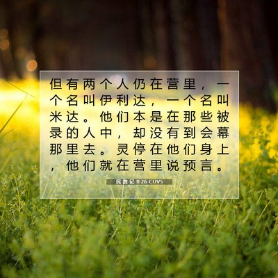 Picture 07 - 民 数 记 11:26 CUVS - 但 有 两 个 人 仍 在 营 里 ， 一 个 - Bible Verse Picture