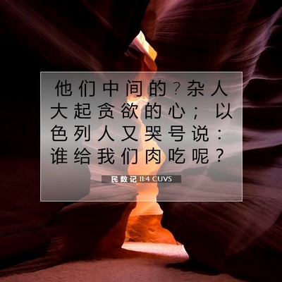 Picture 07 - 民 数 记 11:4 CUVS - 他 们 中 间 的 ? 杂 人 大 起 贪 欲 的 - Bible Verse Picture