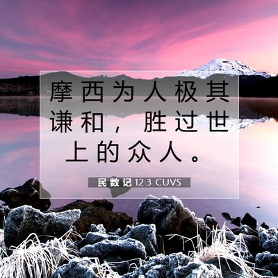 Picture 07 - 民 数 记 12:3 CUVS - 摩 西 为 人 极 其 谦 和 ， 胜 过 世 - Bible Verse Picture