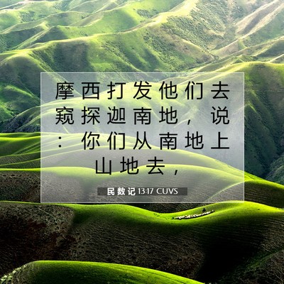 Picture 07 - 民 数 记 13:17 CUVS - 摩 西 打 发 他 们 去 窥 探 迦 南 地 - Bible Verse Picture
