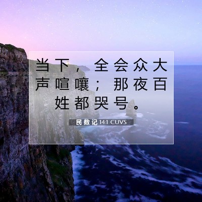 Picture 07 - 民 数 记 14:1 CUVS - 当 下 ， 全 会 众 大 声 喧 嚷 ； 那 - Bible Verse Picture