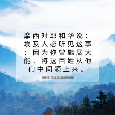 Picture 07 - 民 数 记 14:13 CUVS - 摩 西 对 耶 和 华 说 ： 埃 及 人 必 - Bible Verse Picture