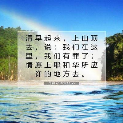 Picture 07 - 民 数 记 14:40 CUVS - 清 早 起 来 ， 上 山 顶 去 ， 说 ： - Bible Verse Picture