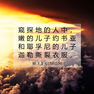 Picture 07 - 民 数 记 14:6 CUVS - 窥 探 地 的 人 中 ， 嫩 的 儿 子 约 - Bible Verse Picture