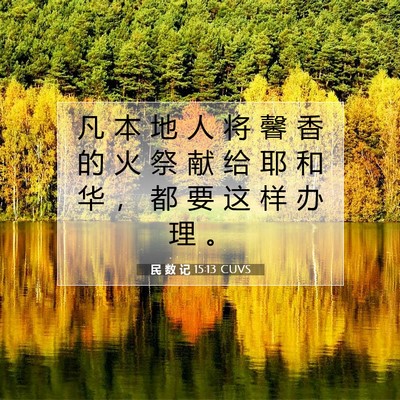 Picture 07 - 民 数 记 15:13 CUVS - 凡 本 地 人 将 馨 香 的 火 祭 献 给 - Bible Verse Picture