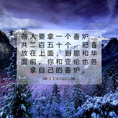 Picture 07 - 民 数 记 16:17 CUVS - 各 人 要 拿 一 个 香 炉 ， 共 二 百 - Bible Verse Picture
