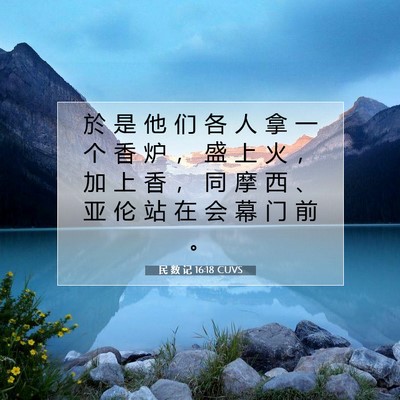 Picture 07 - 民 数 记 16:18 CUVS - 於 是 他 们 各 人 拿 一 个 香 炉 ， - Bible Verse Picture
