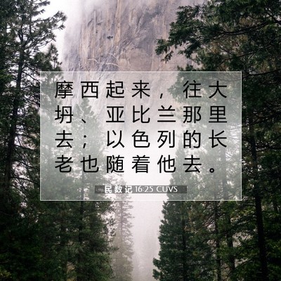 Picture 07 - 民 数 记 16:25 CUVS - 摩 西 起 来 ， 往 大 坍 、 亚 比 兰 - Bible Verse Picture
