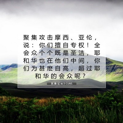 Picture 07 - 民 数 记 16:3 CUVS - 聚 集 攻 击 摩 西 、 亚 伦 ， 说 ： - Bible Verse Picture