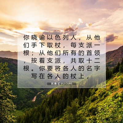 Picture 07 - 民 数 记 17:2 CUVS - 你 晓 谕 以 色 列 人 ， 从 他 们 手 - Bible Verse Picture