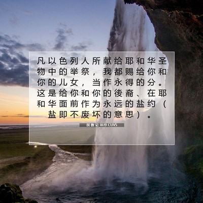 Picture 07 - 民 数 记 18:19 CUVS - 凡 以 色 列 人 所 献 给 耶 和 华 圣 - Bible Verse Picture