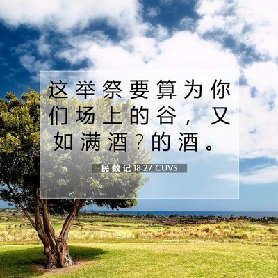 Picture 07 - 民 数 记 18:27 CUVS - 这 举 祭 要 算 为 你 们 场 上 的 谷 - Bible Verse Picture