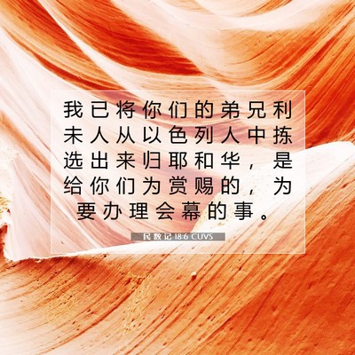 Picture 07 - 民 数 记 18:6 CUVS - 我 已 将 你 们 的 弟 兄 利 未 人 从 - Bible Verse Picture