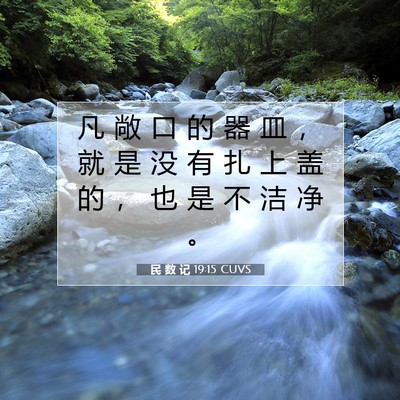 Picture 07 - 民 数 记 19:15 CUVS - 凡 敞 口 的 器 皿 ， 就 是 没 有 扎 - Bible Verse Picture