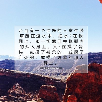 Picture 07 - 民 数 记 19:18 CUVS - 必 当 有 一 个 洁 净 的 人 拿 牛 膝 - Bible Verse Picture