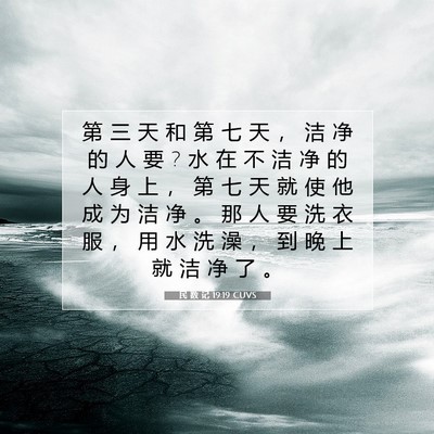 Picture 07 - 民 数 记 19:19 CUVS - 第 三 天 和 第 七 天 ， 洁 净 的 人 - Bible Verse Picture