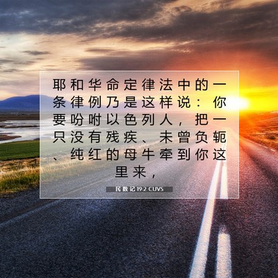 Picture 07 - 民 数 记 19:2 CUVS - 耶 和 华 命 定 律 法 中 的 一 条 律 - Bible Verse Picture