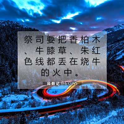 Picture 07 - 民 数 记 19:6 CUVS - 祭 司 要 把 香 柏 木 、 牛 膝 草 、 - Bible Verse Picture