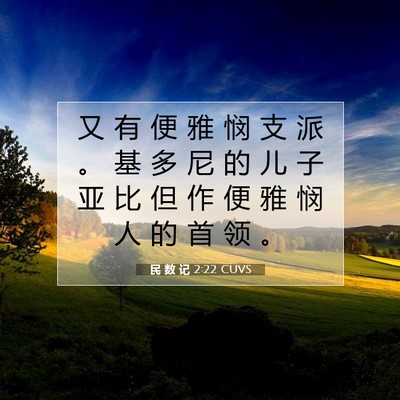 Picture 07 - 民 数 记 2:22 CUVS - 又 有 便 雅 悯 支 派 。 基 多 尼 的 - Bible Verse Picture