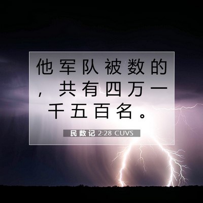 Picture 07 - 民 数 记 2:28 CUVS - 他 军 队 被 数 的 ， 共 有 四 万 一 - Bible Verse Picture