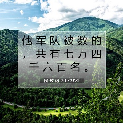 Picture 07 - 民 数 记 2:4 CUVS - 他 军 队 被 数 的 ， 共 有 七 万 四 - Bible Verse Picture