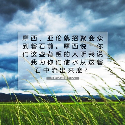 Picture 07 - 民 数 记 20:10 CUVS - 摩 西 、 亚 伦 就 招 聚 会 众 到 磐 - Bible Verse Picture