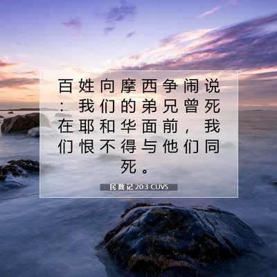 Picture 07 - 民 数 记 20:3 CUVS - 百 姓 向 摩 西 争 闹 说 ： 我 们 的 - Bible Verse Picture