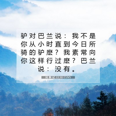 Picture 07 - 民 数 记 22:30 CUVS - 驴 对 巴 兰 说 ： 我 不 是 你 从 小 - Bible Verse Picture