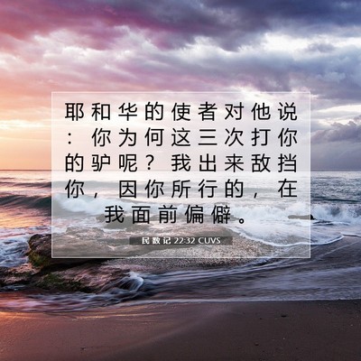 Picture 07 - 民 数 记 22:32 CUVS - 耶 和 华 的 使 者 对 他 说 ： 你 为 - Bible Verse Picture