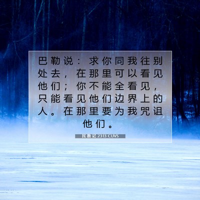 Picture 07 - 民 数 记 23:13 CUVS - 巴 勒 说 ： 求 你 同 我 往 别 处 去 - Bible Verse Picture