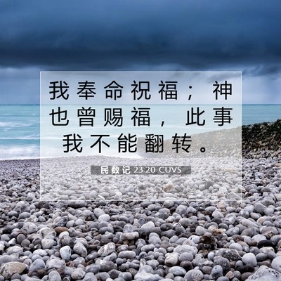 Picture 07 - 民 数 记 23:20 CUVS - 我 奉 命 祝 福 ； 神 也 曾 赐 福 ， - Bible Verse Picture
