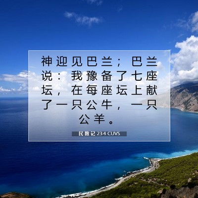 Picture 07 - 民 数 记 23:4 CUVS - 神 迎 见 巴 兰 ； 巴 兰 说 ： 我 豫 - Bible Verse Picture