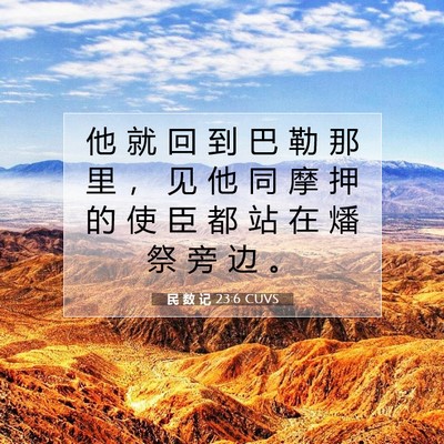 Picture 07 - 民 数 记 23:6 CUVS - 他 就 回 到 巴 勒 那 里 ， 见 他 同 - Bible Verse Picture