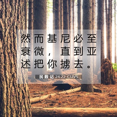 Picture 07 - 民 数 记 24:22 CUVS - 然 而 基 尼 必 至 衰 微 ， 直 到 亚 - Bible Verse Picture
