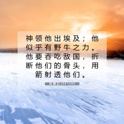 Picture 07 - 民 数 记 24:8 CUVS - 神 领 他 出 埃 及 ； 他 似 乎 有 野 - Bible Verse Picture