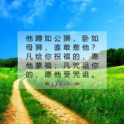 Picture 07 - 民 数 记 24:9 CUVS - 他 蹲 如 公 狮 ， 卧 如 母 狮 ， 谁 - Bible Verse Picture