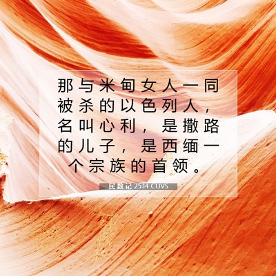 Picture 07 - 民 数 记 25:14 CUVS - 那 与 米 甸 女 人 一 同 被 杀 的 以 - Bible Verse Picture
