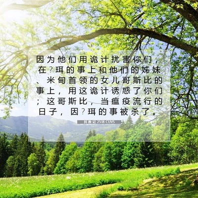 Picture 07 - 民 数 记 25:18 CUVS - 因 为 他 们 用 诡 计 扰 害 你 们 ， - Bible Verse Picture