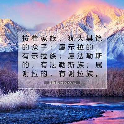 Picture 07 - 民 数 记 26:20 CUVS - 按 着 家 族 ， 犹 大 其 馀 的 众 子 - Bible Verse Picture