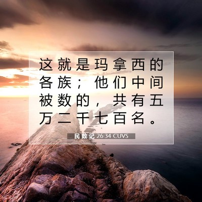Picture 07 - 民 数 记 26:34 CUVS - 这 就 是 玛 拿 西 的 各 族 ； 他 们 - Bible Verse Picture